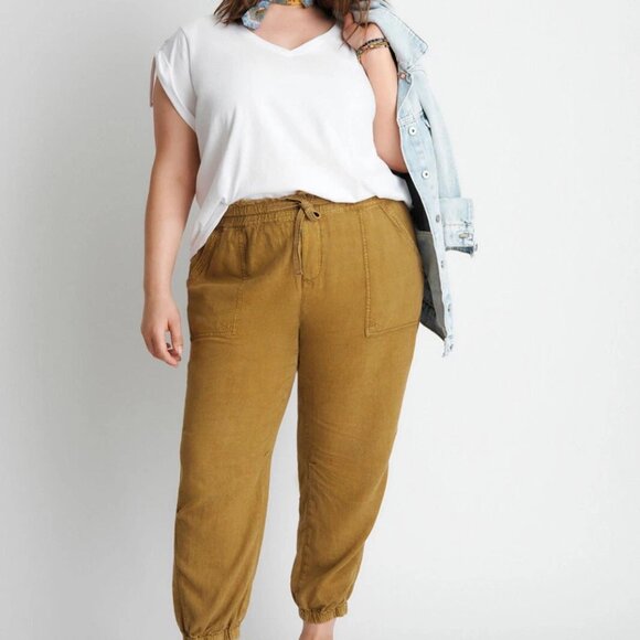 Anthropologie Rhys Utility Jogger Pant Sz Large Linen Blend Utility Moss Green - Picture 16 of 16